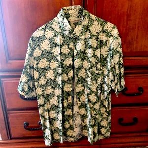 Tropical light weight button down mens shirt